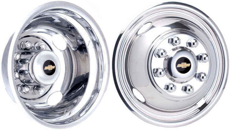 Chevrolet Express 3500 DRW 1996-2024, Chevrolet Express 4500 DRW 2003-2024, Stainless Steel Hubcaps, Wheel Covers, Simulators and Liners for 16 Inch Steel Wheels. Part Number JGM3500.