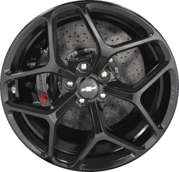 Chevrolet Camaro 2014-2015 powder coat black 19x11 aluminum wheels or rims. Hollander part number ALY5623, OEM part number 22873225.