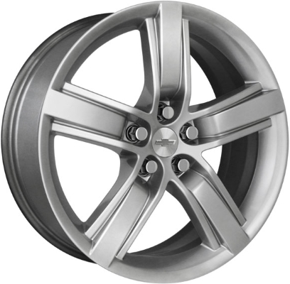Chevrolet Camaro 2012-2015 powder coat hyper silver 20x8 aluminum wheels or rims. Hollander part number ALY5528U77, OEM part number 19301177, 92238132.