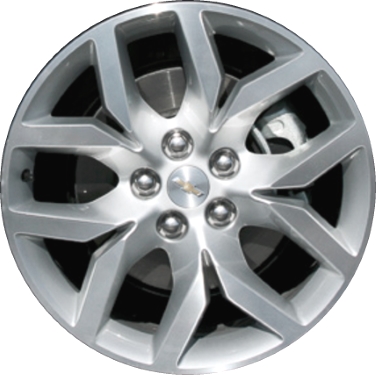 Chevrolet Impala 2014-2020 silver machined 19x8.5 aluminum wheels or rims. Hollander part number ALY5613HH, OEM part number 20963711.