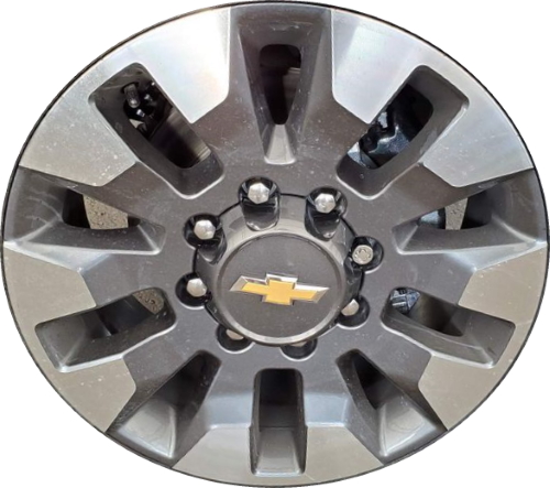 Chevrolet Silverado 2500 2021-2024, Silverado 3500 SRW 2021-2024 grey machined 20x8.5 aluminum wheels or rims. Hollander part number 14032, OEM part number 84742718.