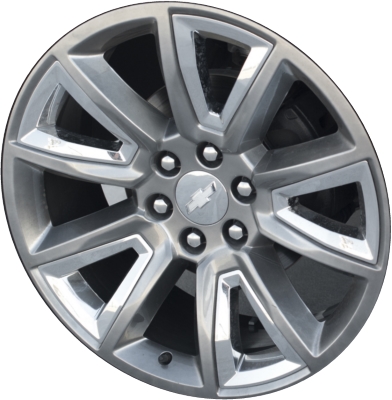 Chevrolet Silverado 1500 2018, Silverado 1500 LD 2019, Suburban 1500 2015-2020, Tahoe 2015-2020 powder coat hyper dark 22x9 aluminum wheels or rims. Hollander part number 5696HH, OEM part number 22905550.