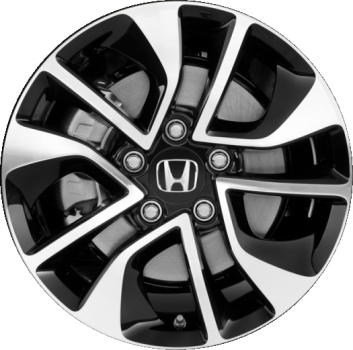 Honda Civic 2013-2015 black machined 16x6.5 aluminum wheels or rims. Hollander part number ALY64054, OEM part number 42700TR3C91, 42700TR3C93, 42700TR3A91, 42700TR3A92.