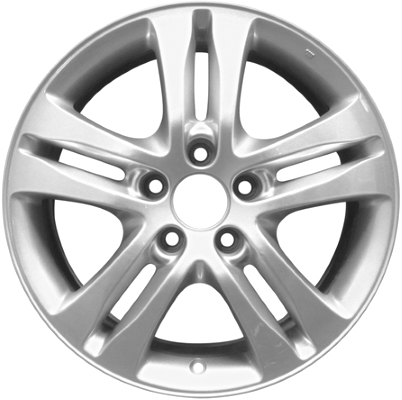 Honda CR-V 2007-2011 powder coat silver 17x6.5 aluminum wheels or rims. Hollander part number ALY64010, OEM part number 42700SWAA71, 42700SWAA73 42700SYEA71.