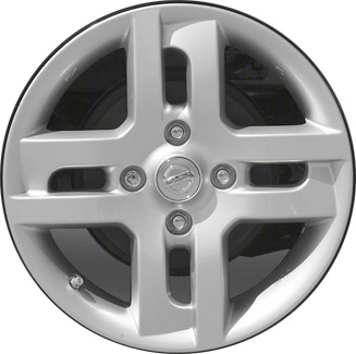 Nissan Cube 2009-2014 powder coat silver 16x6 aluminum wheels or rims. Hollander part number ALY62532, OEM part number D03001FC2A, D03001FC2B.