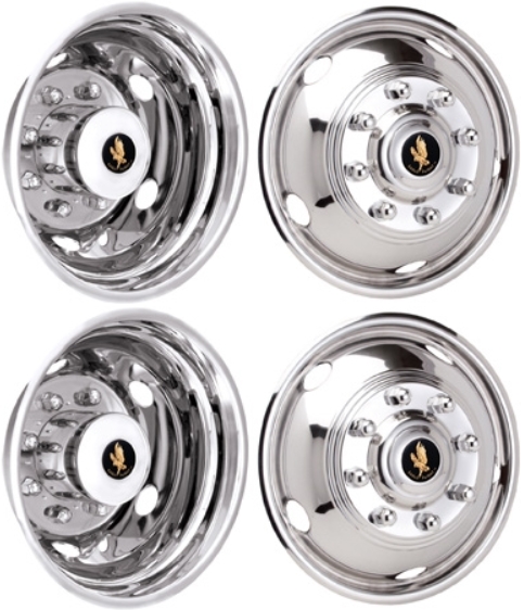 DODGE RAM 3500 17 INCH STAINLESS STEEL HUBCAPS SIMULATORS 2003-2019 BOLT ON