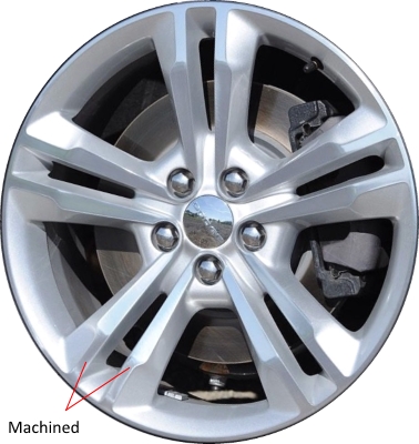 Dodge Charger AWD 2011-2014 silver machined 19x7.5 aluminum wheels or rims. Hollander part number ALY2410U90/LS05, OEM part number Not Yet Known.