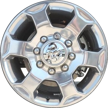 Dodge Ram 2500 2015-2018, Ram 3500 SRW 2015-2018 polished 18x8 aluminum wheels or rims. Hollander part number 2577, OEM part number 5XV56AAAAA.