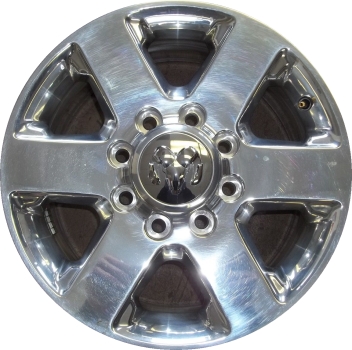 Dodge Ram 2500 2013-2016, Ram 3500 SRW 2013-2016, Ram Chassis Cab SRW 2013-2015 polished 18x8 aluminum wheels or rims. Hollander part number 2474, OEM part number Not Yet Known.