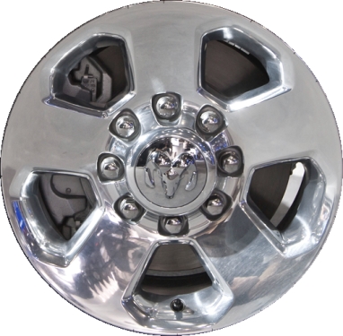 Dodge Ram 2500 2014-2018 polished 17x8 aluminum wheels or rims. Hollander part number ALY2498, OEM part number Not Yet Known.
