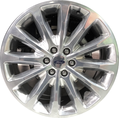 Ford F-150 2018-2020 polished 22x9 aluminum wheels or rims. Hollander part number ALY10174, OEM part number JL3Z1007E.