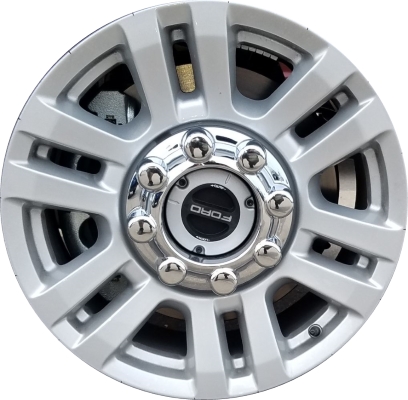 Ford F-250 2017-2019, F-350 SRW 2017-2019 powder coat silver 18x8 aluminum wheels or rims. Hollander part number 10098, OEM part number HC3Z1007B.