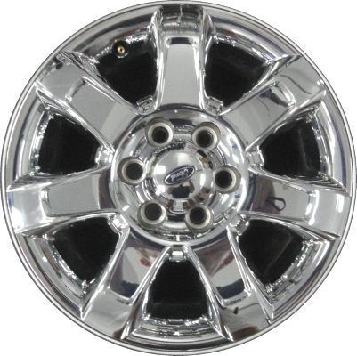 Ford F-150 2013-2014 chrome clad 18x7.5 aluminum wheels or rims. Hollander part number ALY3915, OEM part number DL3Z1007A.