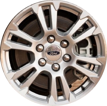 Ford F-150 2015-2017 powder coat silver 18x7.5 aluminum wheels or rims. Hollander part number ALY10001U10, OEM part number FL3Z1007D.