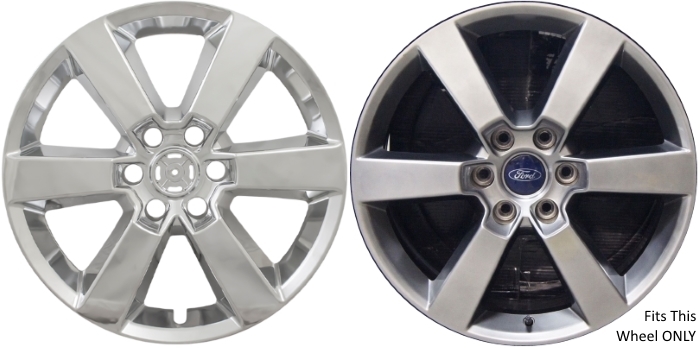 Ford F-150 2015-2017 Chrome, 6 Spoke, Plastic Hubcaps, Wheel Covers, Wheel Skins, Imposters. ONLY Fits 20 Inch Alloy Wheel Pictured. Part Number IMP-380X.