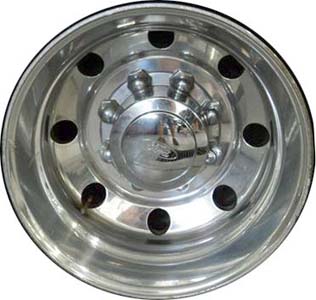 Ford E-550 DRW 2002-2003, F-450 1999-2004, F-550 1999-2004 polished 19.5x6 aluminum wheels or rims. Hollander part number 3424, OEM part number YC3Z1007RA.