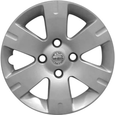 Nissan Sentra 2007-2012, Plastic 6 Spoke, Single Hubcap or Wheel Cover For 15 Inch Steel Wheels. Hollander Part Number H53073.