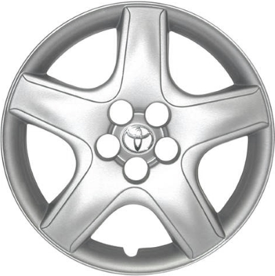 Toyota Matrix 2003-2008, Plastic 5 Spoke, Single Hubcap or Wheel Cover For 16 Inch Steel Wheels. Hollander Part Number H61119.