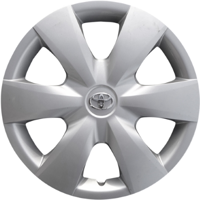 Toyota Yaris 2006-2008, Plastic 6 Spoke, Single Hubcap or Wheel Cover For 15 Inch Steel Wheels. Hollander Part Number H61141.