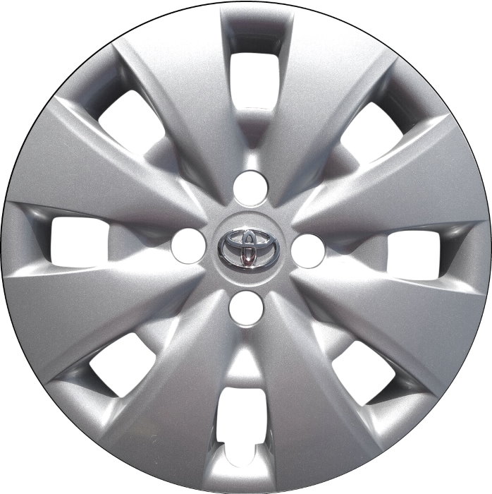 Toyota Yaris 2009-2012, Plastic 8 Spoke, Single Hubcap or Wheel Cover For 15 Inch Steel Wheels. Hollander Part Number H61154.