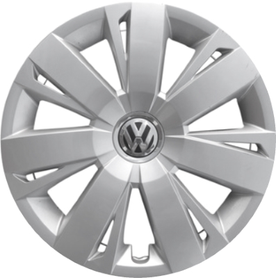 Volkswagen Jetta 2011-2018, Plastic 7 Split Spoke, Single Hubcap or Wheel Cover For 16 Inch Steel Wheels. Hollander Part Number H61563.