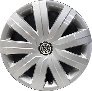 Volkswagen Jetta 2015-2016, Plastic 9 Spoke, Single Hubcap or Wheel Cover For 15 Inch Steel Wheels. Hollander Part Number H61594.