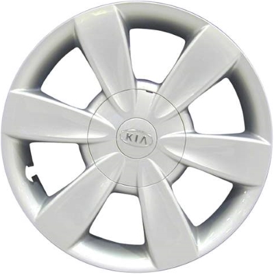 KIA Rio 2006-2007, Plastic 6 Spoke, Single Hubcap or Wheel Cover For 14 Inch Steel Wheels. Hollander Part Number H66015.