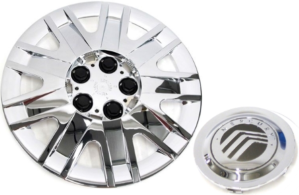 Mercury Grand Marquis 2004-2011, Plastic 9 Spoke, Single Hubcap or Wheel Cover For 16 Inch Steel Wheels. Hollander Part Number H7042A.