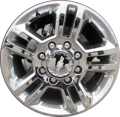 Chevrolet Silverado 2500 2015-2019, Silverado 3500 SRW 2015-2019 chrome 20x8.5 aluminum wheels or rims. Hollander part number 5705, OEM part number 22909144.