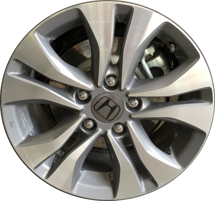 Honda Accord 2013-2015 carbon grey or charcoal machined 16x7 aluminum wheels or rims. Hollander part number ALY64046U, OEM part number 42700T2AA71.