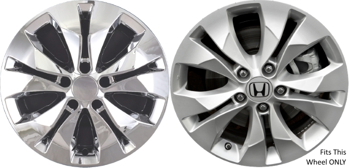 Honda CR-V 2012-2014 Chrome, 5 Double Spoke, Plastic Hubcaps, Wheel Covers, Wheel Skins, Imposters. ONLY Fits 17 Inch Alloy Wheel Pictured. Part Number IMP-7640PC.
