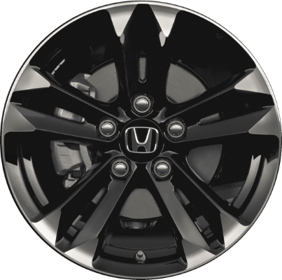 Honda CR-Z 2011-2015 black machined 16x6 aluminum wheels or rims. Hollander part number ALY64012U45, OEM part number 42700SZTA61, 42700SZTG61.