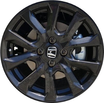 Honda Fit 2017-2020 powder coat black 16x6 aluminum wheels or rims. Hollander part number ALY64072U45/64122, OEM part number 08W16T5A100A.