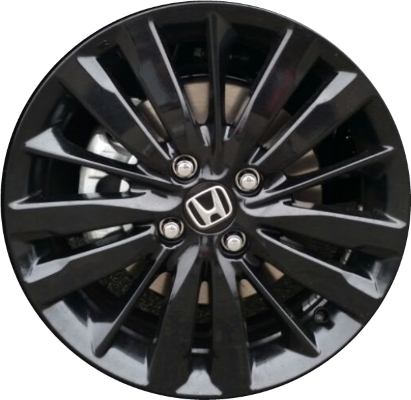 Honda Fit 2017-2020 powder coat black 16x6 aluminum wheels or rims. Hollander part number ALY64073U46/64123, OEM part number 42700T5RA61.