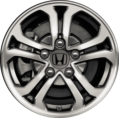 Honda Fit 2013-2014 grey machined 15x6 aluminum wheels or rims. Hollander part number ALY64045, OEM part number 42700TX9A91.