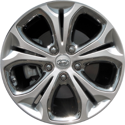 Hyundai Elantra 2013-2015 powder coat silver 17x7 aluminum wheels or rims. Hollander part number ALY70838U, OEM part number 52910A5550, 52910A5500.