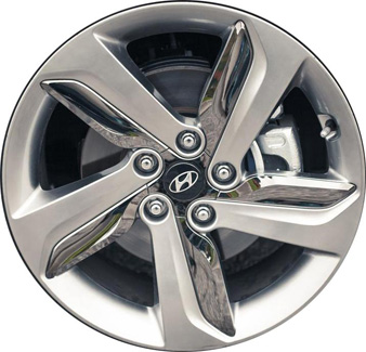 Hyundai Veloster 2013-2015 powder coat hyper silver 18x7.5 aluminum wheels or rims. Hollander part number ALY70844U, OEM part number 529052V350, 529052V300.