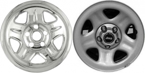 IMP-05X/577PCM Jeep Cherokee,  Wrangler Chrome Wheel Skins (Hubcaps/Wheelcovers) 15 Inch Set