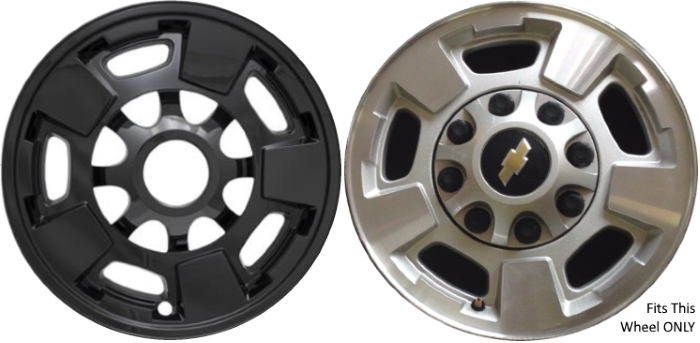 Chevrolet Silverado 2500 2011-2019, Chevrolet Silverado 3500 SRW 2011-2019, Chevrolet Suburban 3500HD 2016-2019 Black, 5 Spoke, Plastic Hubcaps, Wheel Covers, Wheel Skins, Imposters. ONLY Fits 17 Inch Alloy Wheel Pictured. Part Number IMP-411BLK.