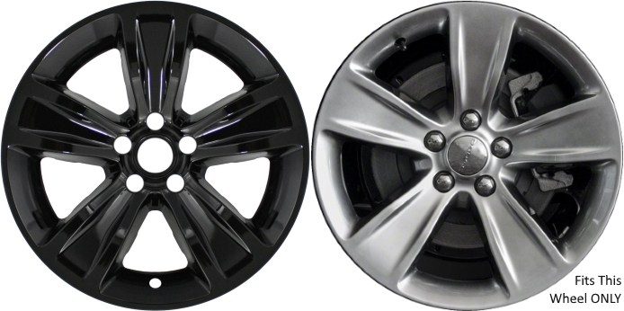 Dodge Challenger RWD 2015-2023, Dodge Charger RWD 2015-2019 Black Painted, 5 Spoke, Plastic Hubcaps, Wheel Covers, Wheel Skins, Imposters. ONLY Fits 18 Inch Alloy Wheel Pictured. Part Number IMP-401BLK/8252GB.