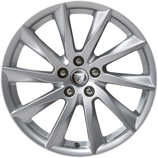 Jaguar F Type 2014-2020 powder coat silver 18x8.5 aluminum wheels or rims. Hollander part number ALY59885, OEM part number C2P18511.