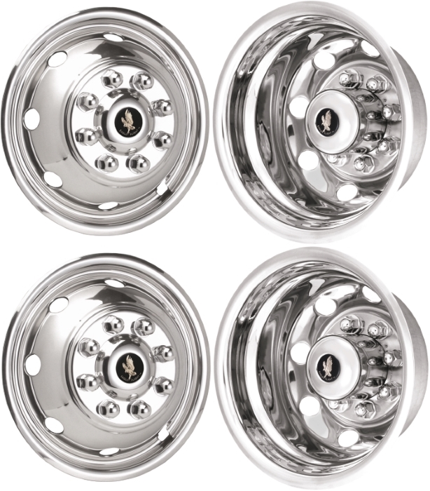 STAINLESS DUALLY WHEEL SIMULATORS 2013 FORD E350 E450 BOX TRUCK 16