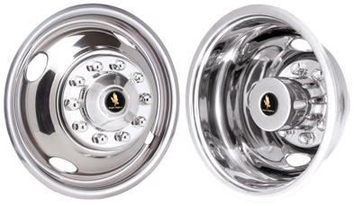 JDF16104 Ford F-350, F-450, F53 DRW 16 Inch Stainless Steel (10 Lug) Hubcaps Set