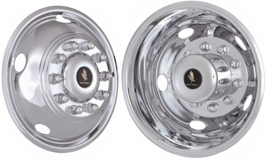 JDF19510 Ford F-450, F-550 19.5 Inch Stainless Steel Hubcaps/Simulators Set
