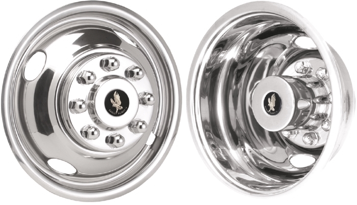 Chevrolet Express 3500 DRW 2003-2024, Chevrolet Express 4500 DRW 2003-2024, Stainless Steel Hubcaps, Wheel Covers, Simulators and Liners for 16 Inch Steel Wheels. Part Number JDGM1608-03.