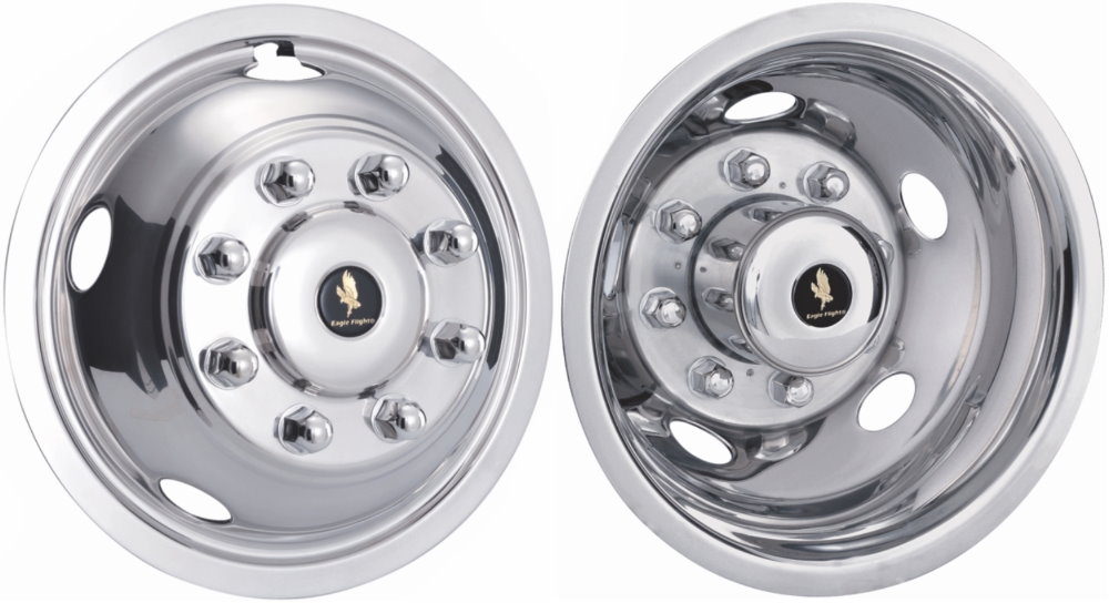 Dodge Ram 3500 DRW 2012-2018, Stainless Steel Hubcaps, Wheel Covers, Simulators and Liners for 17 Inch Steel Wheels. Part Number JDD1708-12.