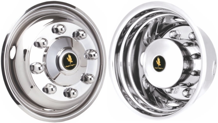 JDG95820/22 Ford F-700, F-800 19.5 Inch Stainless Steel Hubcaps/Simulators Set