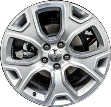 Jeep Renegade 2015-2018 silver machined 18x7 aluminum wheels or rims. Hollander part number ALY9150U10/9151, OEM part number 5XA69MAAAA.