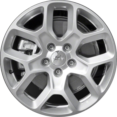 Jeep Renegade 2015-2018 powder coat silver 17x7 aluminum wheels or rims. Hollander part number ALY9148, OEM part number 5XA65MAAAA.
