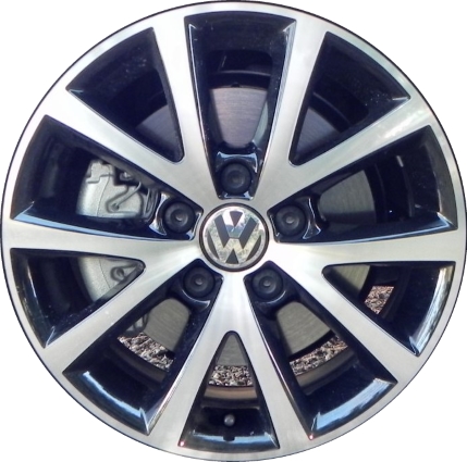 Volkswagen Jetta 2015-2018 black machined 16x6.5 aluminum wheels or rims. Hollander part number ALY70006U45/69897PB, OEM part number 5C0601025BMFZZ.